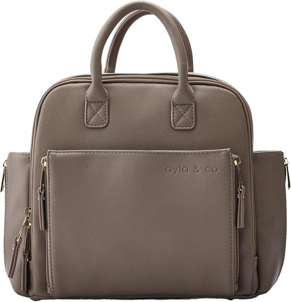 Ayla & Co Mini Transitional Diaper Bag front view in vegan leather