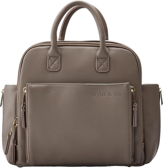 Ayla & Co Mini Transitional Diaper Bag front view in vegan leather
