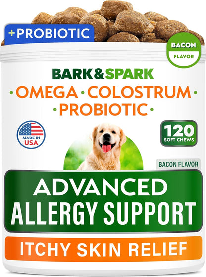 BARK&SPARK Dog Allergy Relief Soft Chews for Skin Health & Seasonal Allergies - Anti-Itch Supplement w/Omega-3, Quercetin & Bromelain Immune Treats for Dry Skin & Hot Spots - Chicken - 120ct - Image 9