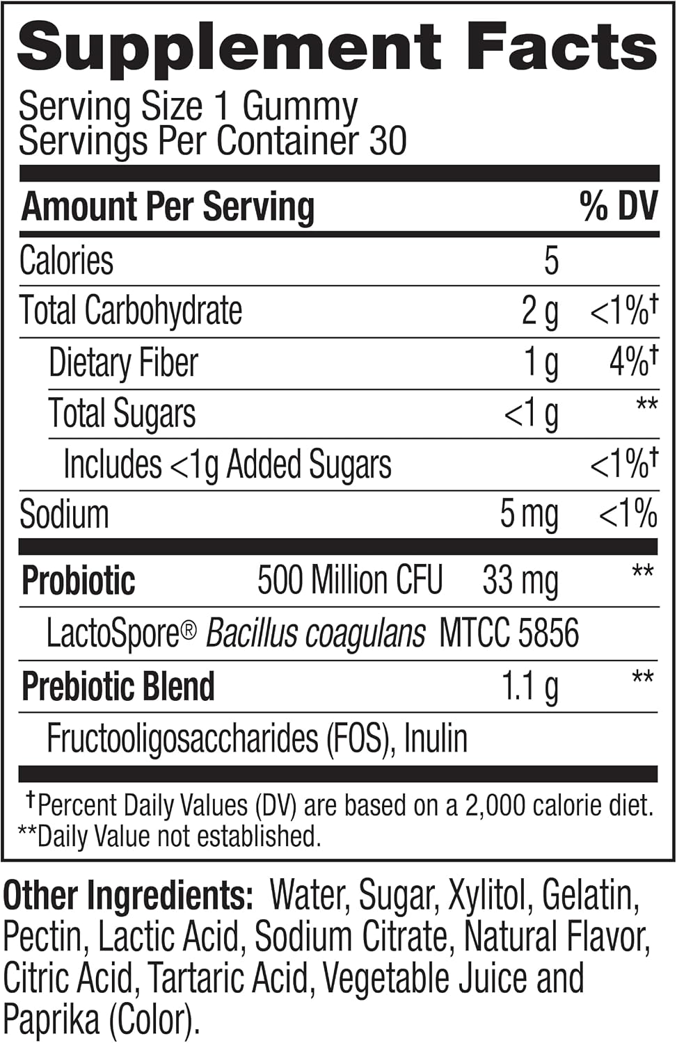 OLLY Probiotic and Prebiotic Gummy cap and safety seal