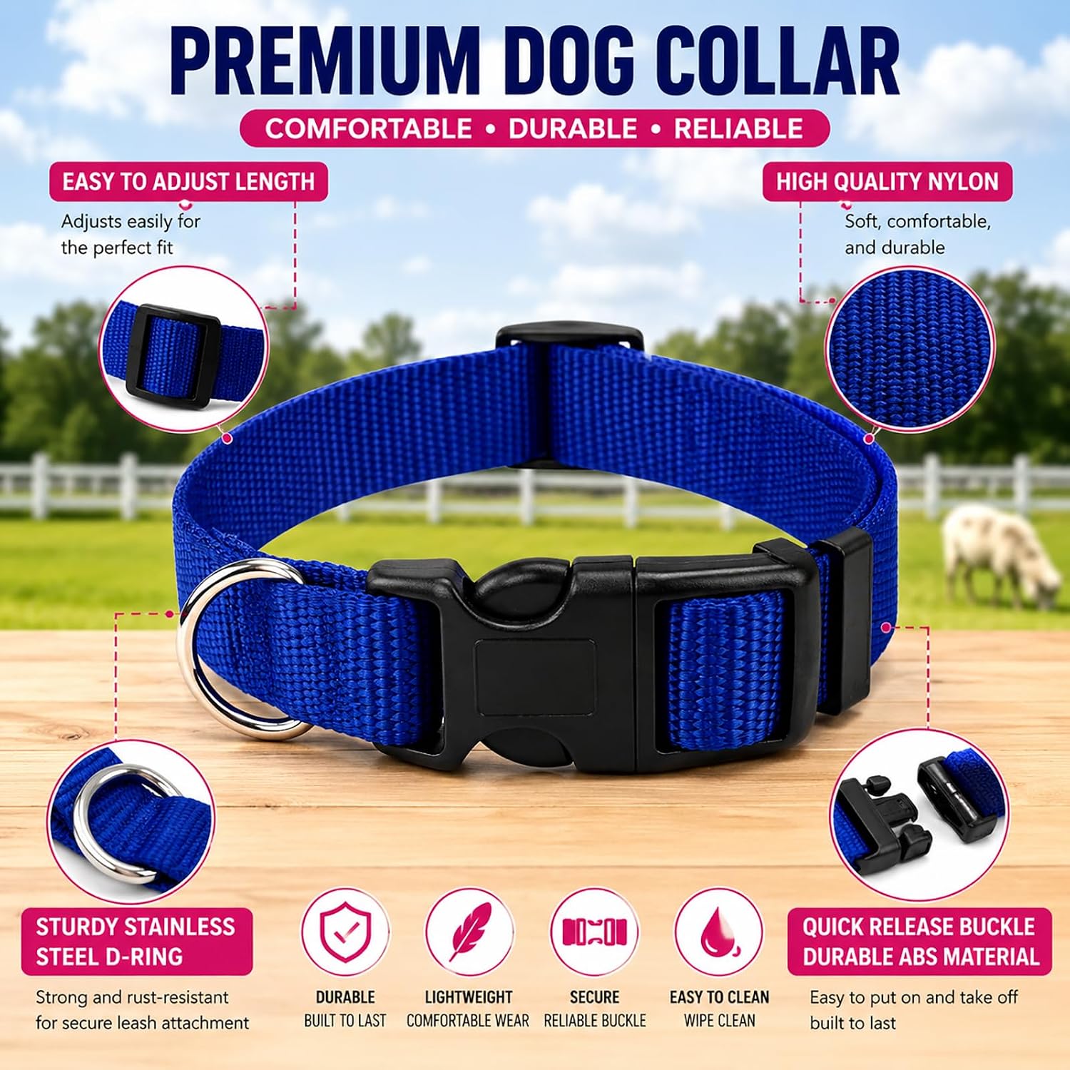 Gindoor anti loss farm animal bell attached to heavy duty stainless steel D ring