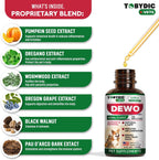 Natural broad spectrum pet dewormer and gut health supplement bottle