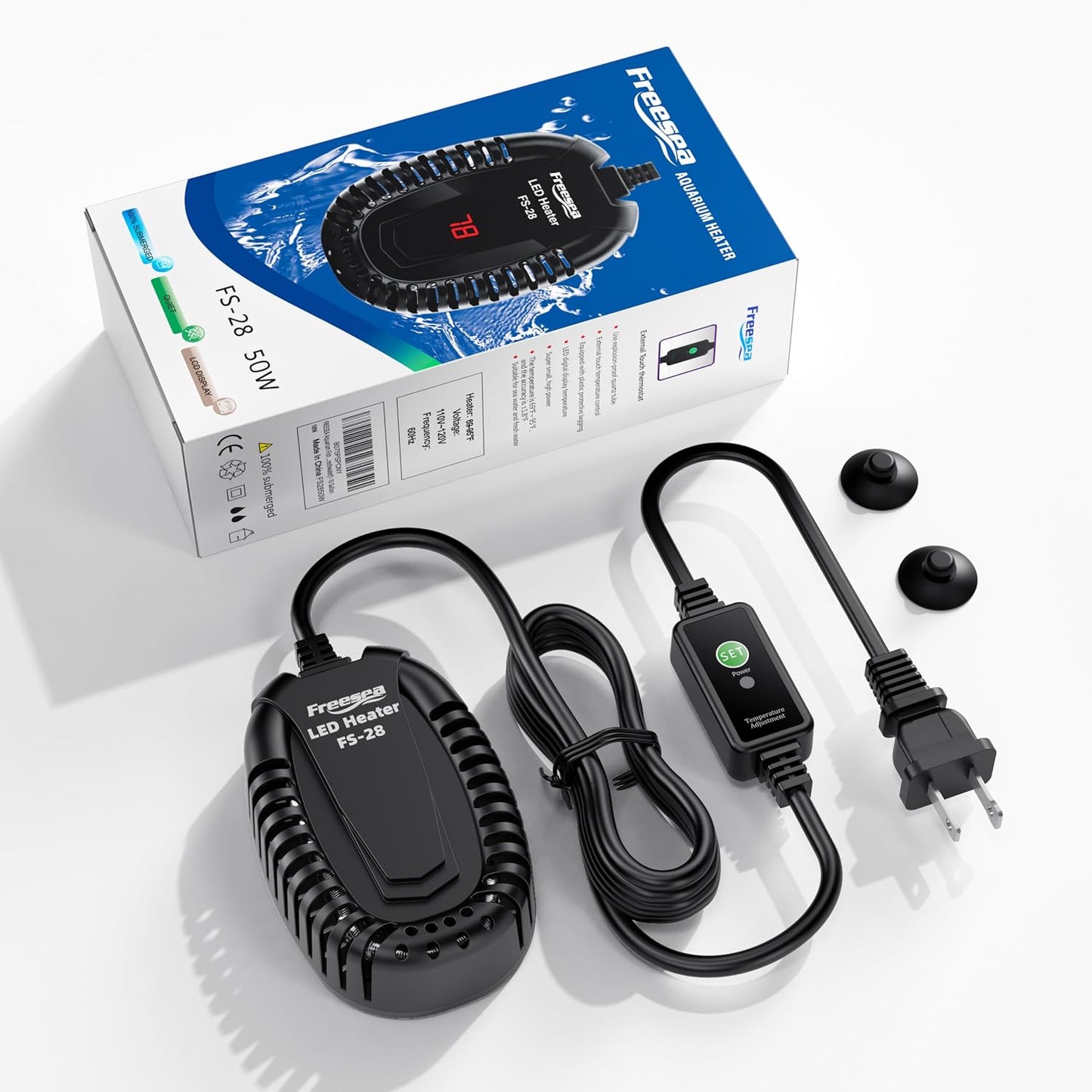 FREESEA Aquarium Fish Tank Heater: 50W Small Submersible Turtle Heater with Adjustable Temperature External Controller for Betta | Saltwater | Freshwater | 1-10 Gallon - Image 9