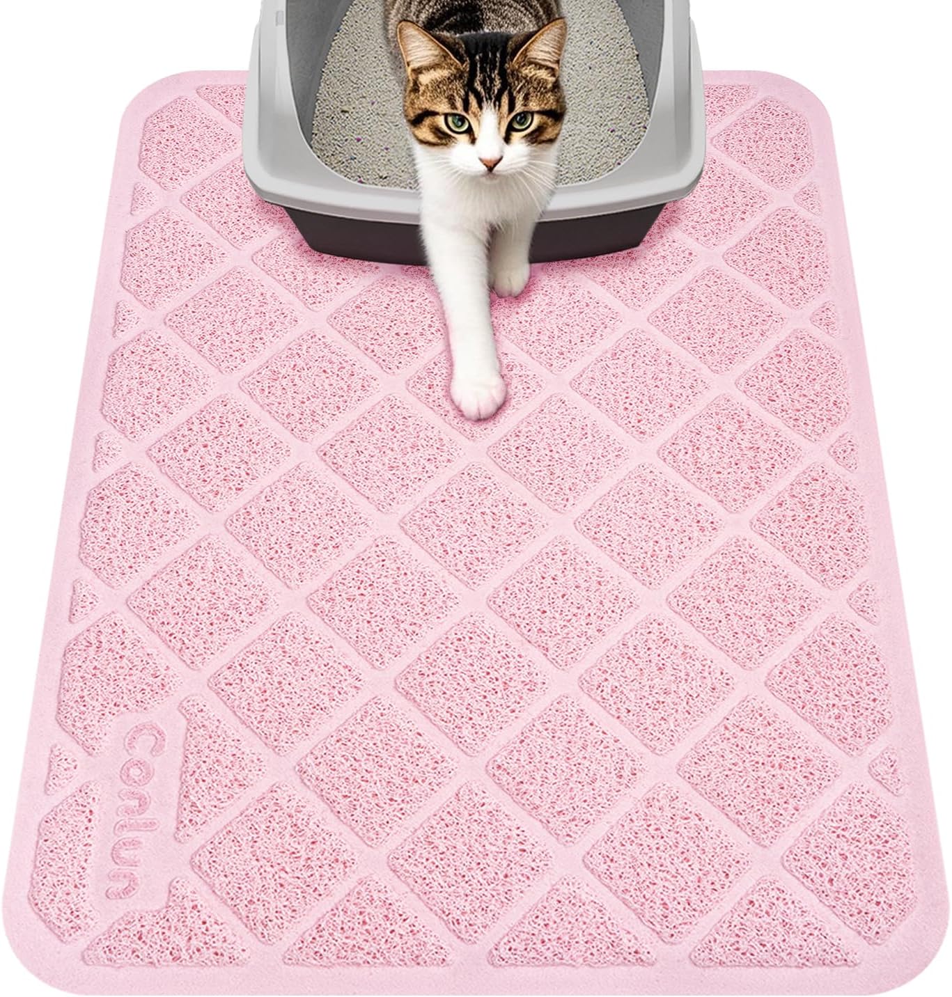 Conlun Cat Litter Mat Litter Trapping Mat, Premium Durable PVC Grid Mesh with Scatter Control, Non-slip, Less Waste Cat Litter Box Mat, Soft on Kitty's Paws, Urine Waterproof, 24" x 17" Grey - Image 14