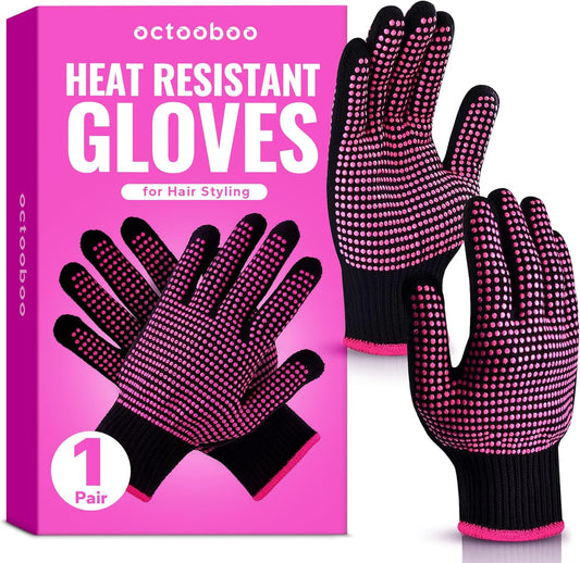 Force NXT Heat Resistant Gloves for Curling Hair front view showing silicone bumps
