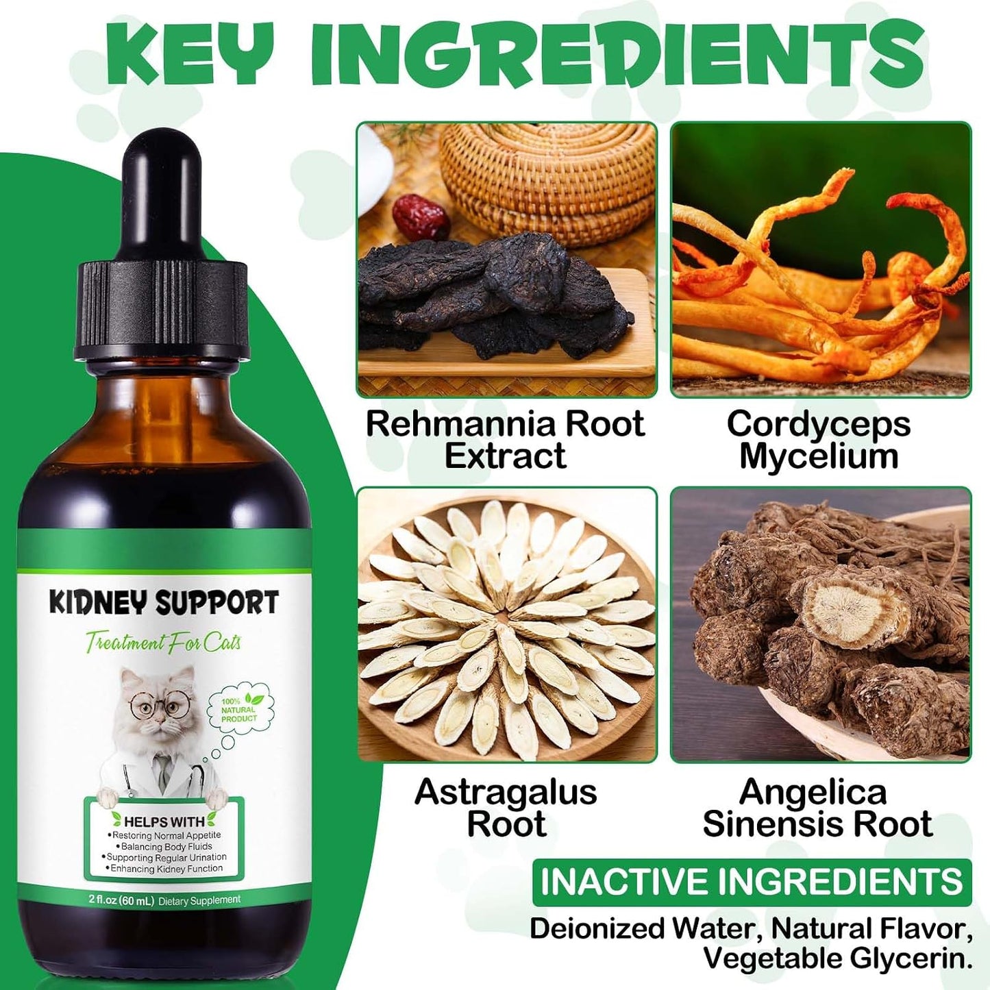 Vosifsdiy herbal urinary health drops for cats bottle close up
