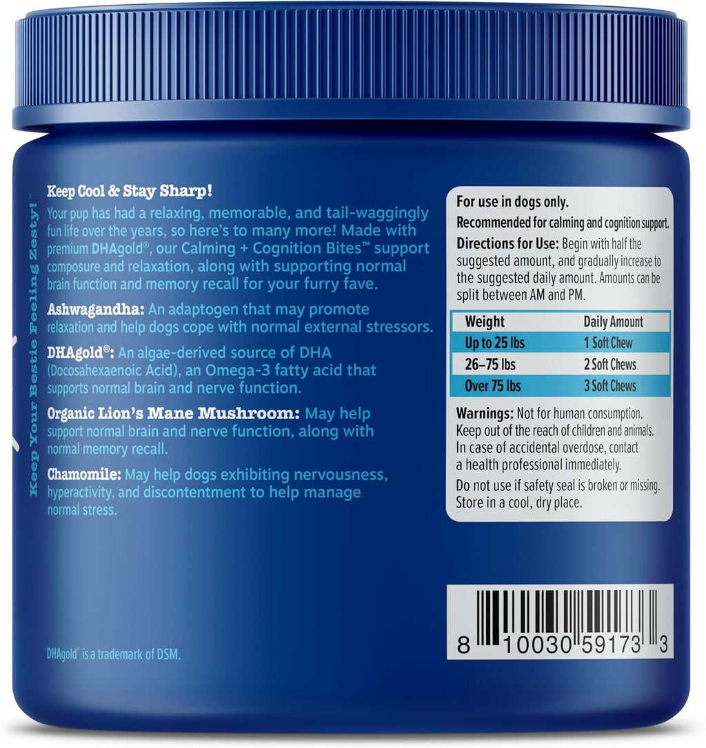Zesty Paws Senior Advanced Calming & Cognition Soft Chews for Dogs - Supplements for Dog Brain Health & Nervous System Support + Calming & Relaxation -with Ashwagandha & DHA - Image 9