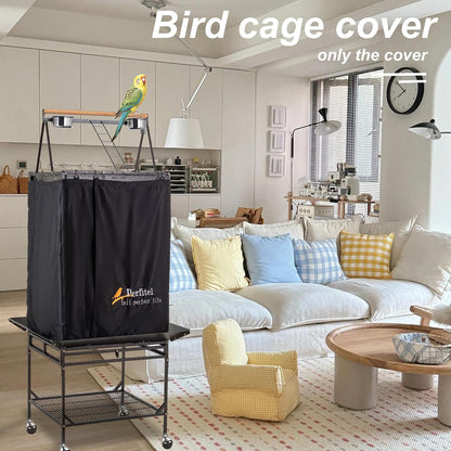 Perfitel washable pet bird enclosure cover packaged showing precise dimensions for 24 by 22 by 68 inch cages