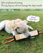 High visibility reflective safety handles on the Clysoru jute dog tug toy for night play