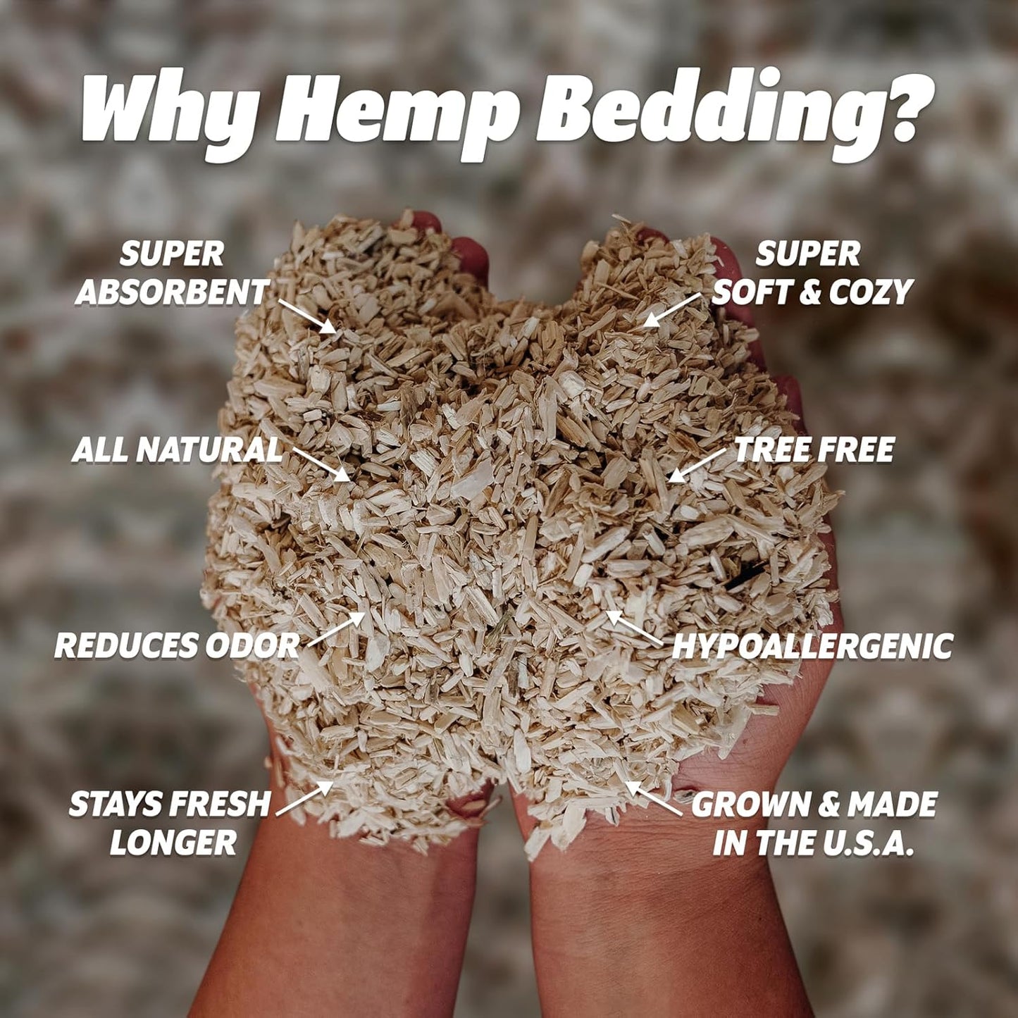 Naturally grown hemp bedding texture closeup