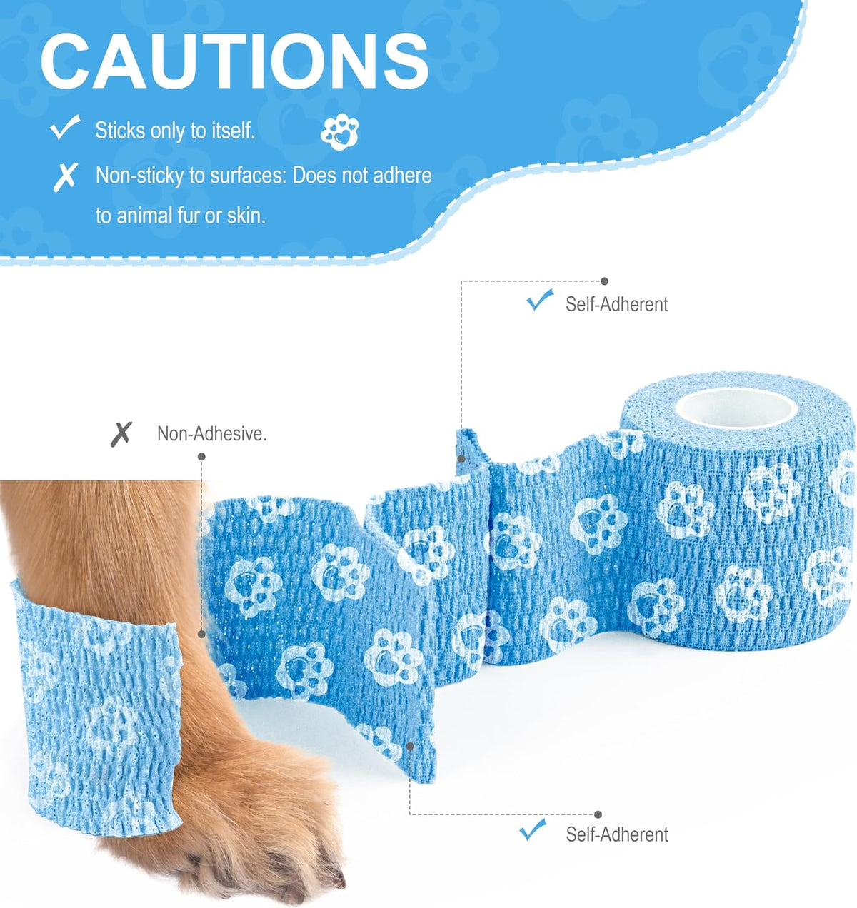WePet cohesive tape rolls showing paw print pattern