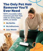 Reusable pet hair roller showing internal fur storage compartment