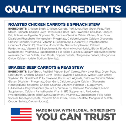 Nutritional facts and feeding guidelines on the back of the can.