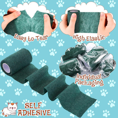 Dog wearing Threlaco bitter bandage wrap on leg