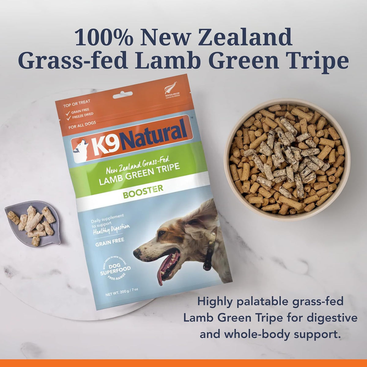 K9 Natural seven ounce digestive enzyme pet supplement bag front