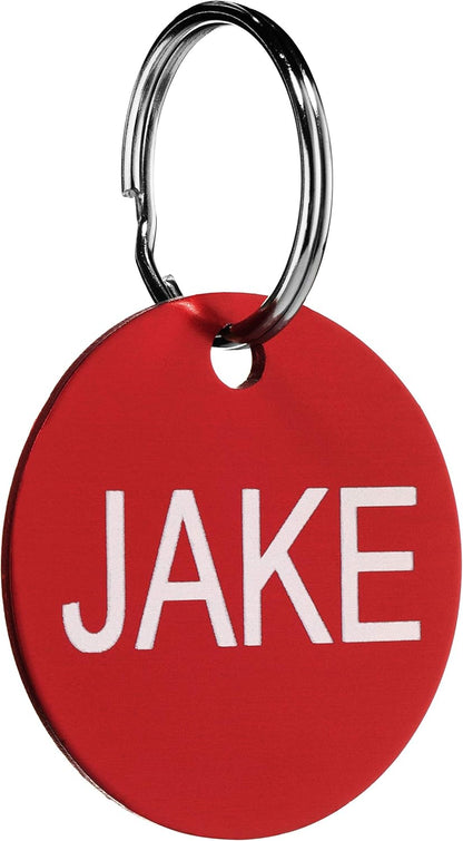 Custom engraved puppy name tag in bright blue anodized finish
