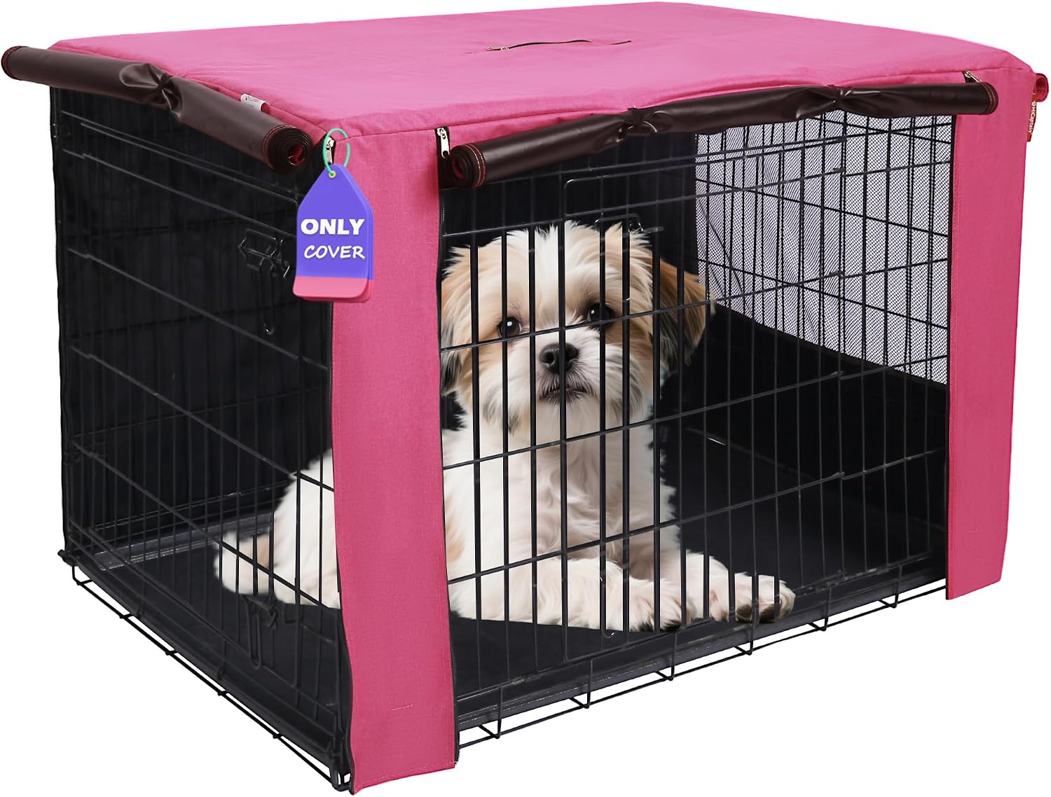 HiCaptain Dog Crate Cover 36.0" L x 23.0" W x 25.0" H with Breathable Mesh, Heavy Duty Kennel Cover, Dual Zippered Panels, Windproof Waterproof(Beige) - Image 9