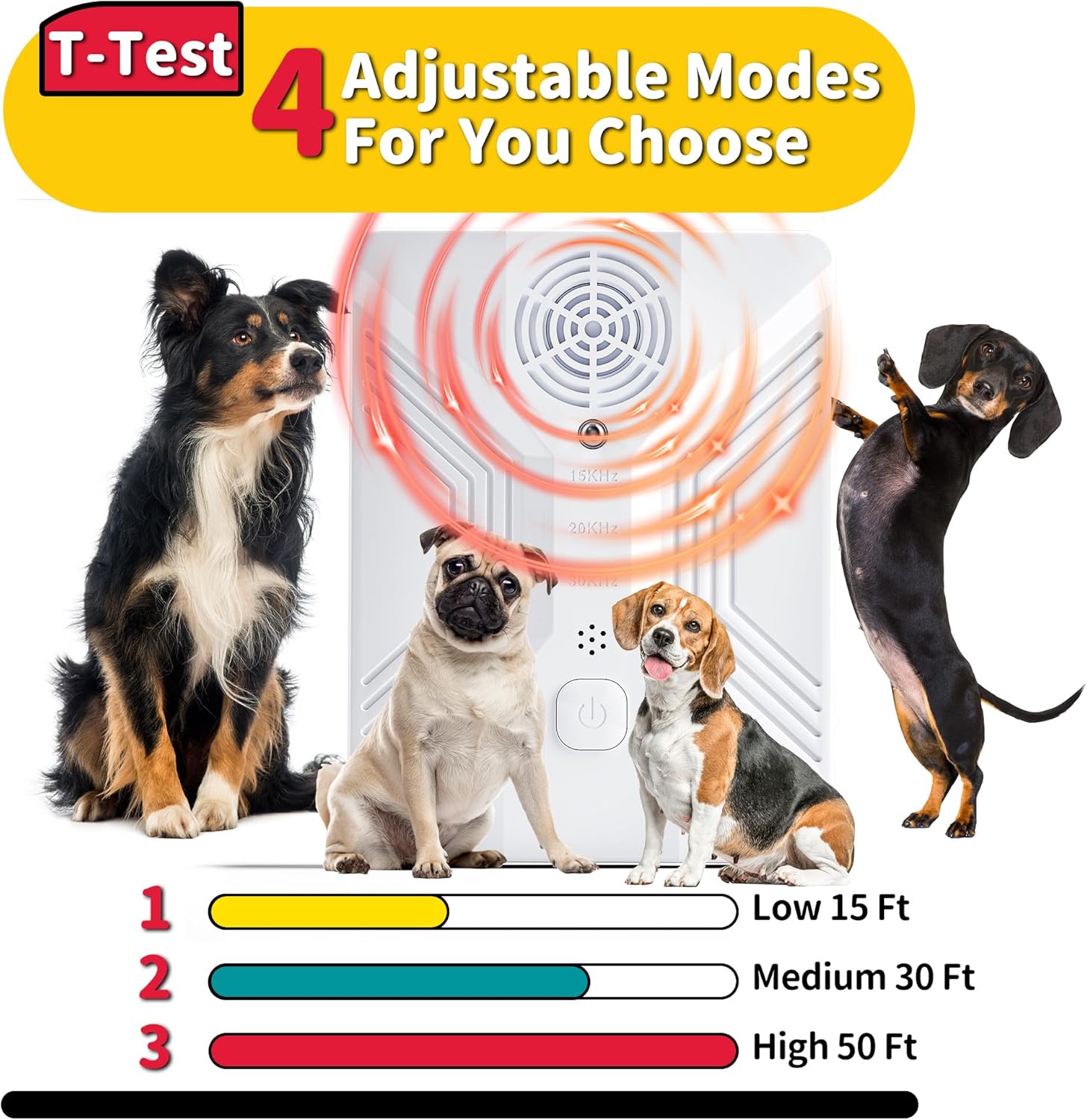 Side profile of waterproof ultrasonic bark box for dogs