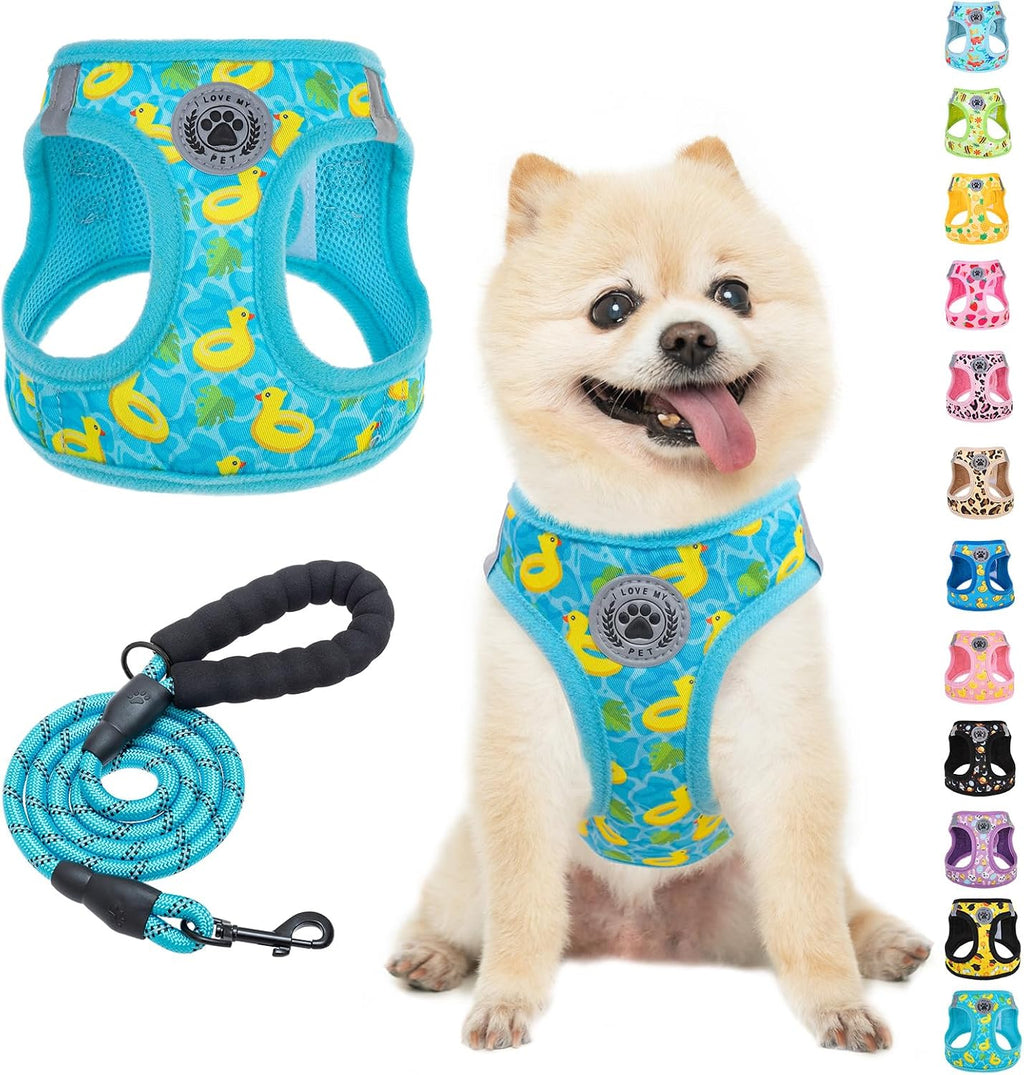 BEAUTYZOO Small Dog Harness and Leash Set,Step in No Choke No Pull Soft Mesh Dog Harnesses Reflective for Extra Small Medium Puppy Dogs and Cats, Plaid Dog Vest Harness for XS S Pets, Beige S - Image 14