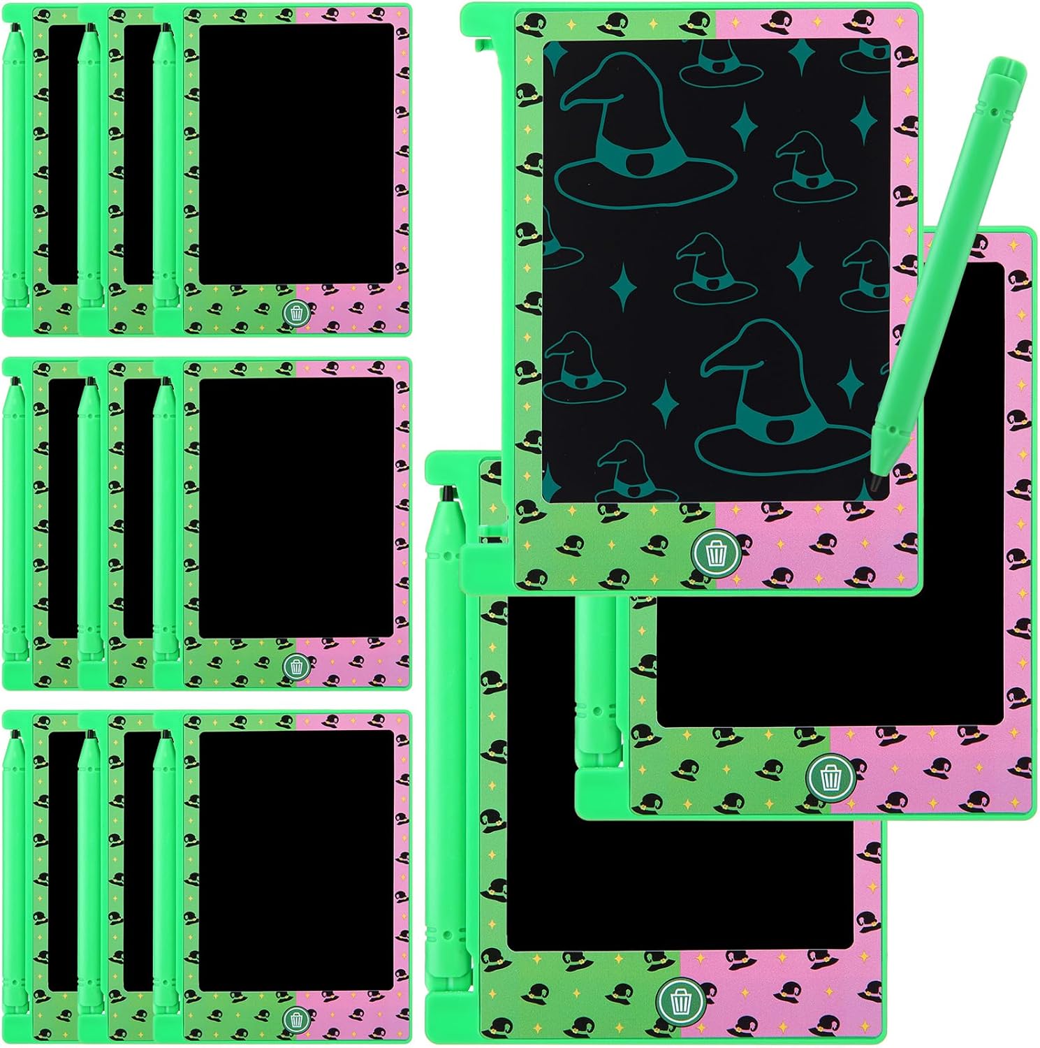 Nezyo 12 pack witch hat mini LCD writing tablets front view