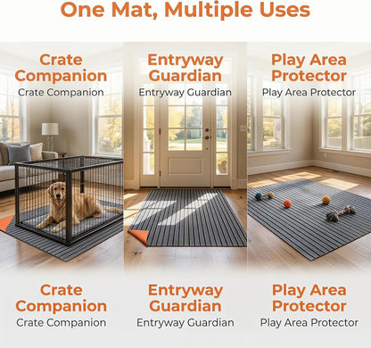Textured polypropylene surface of the reusable gray dog kennel mat