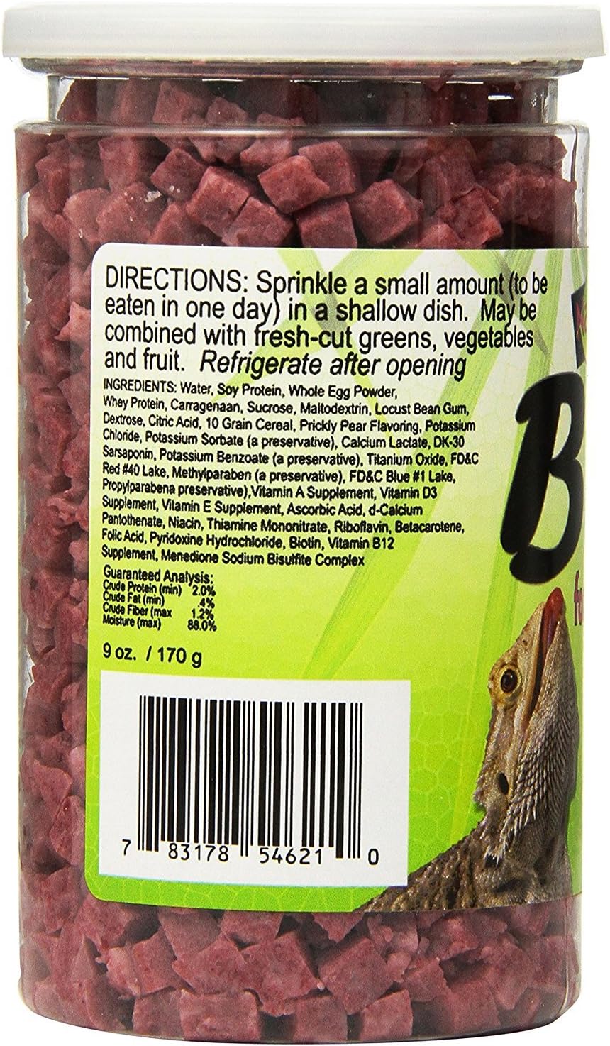 Nature Zone reptile gel food jar label details