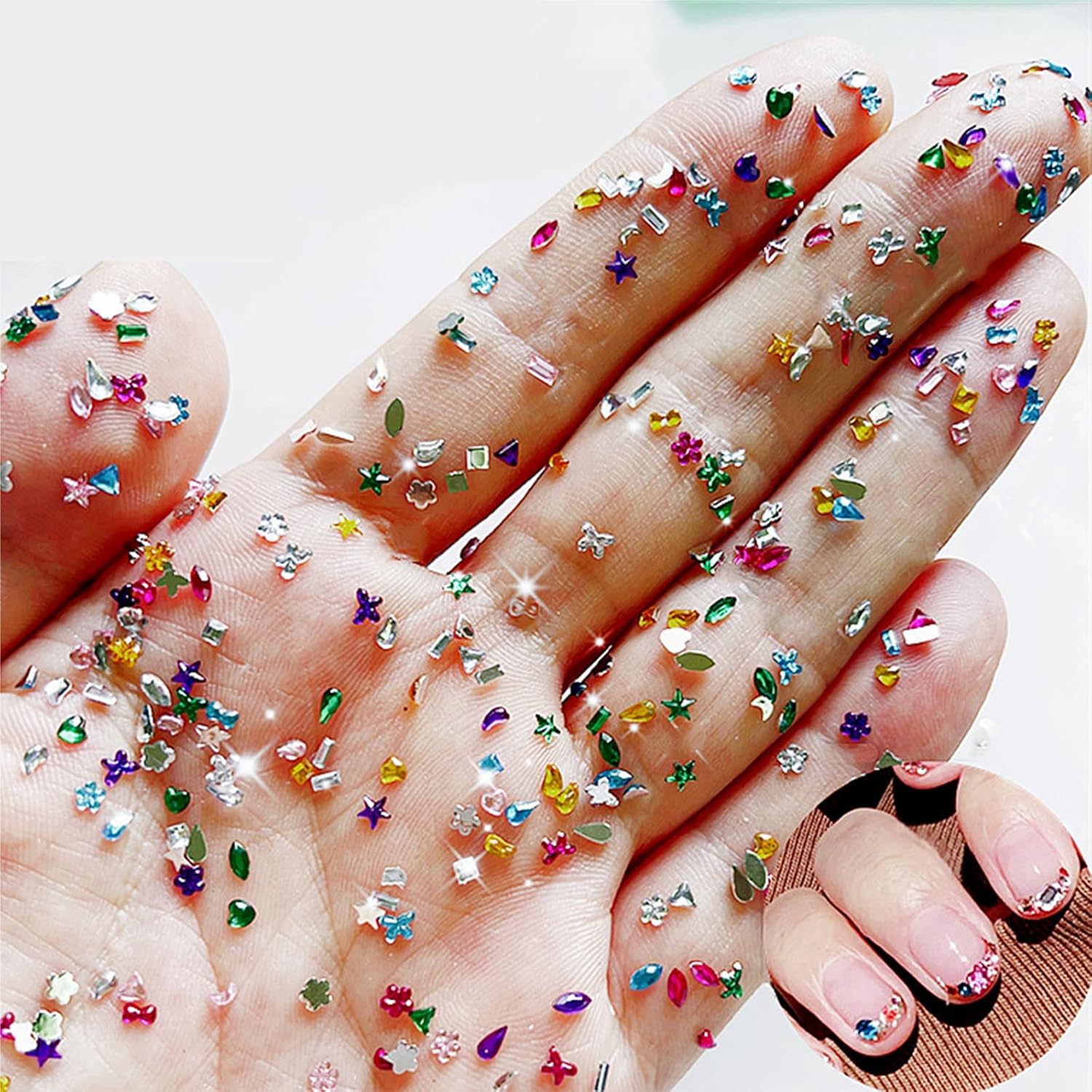 Belleboost 2000 pieces colorful nail art charms set front view