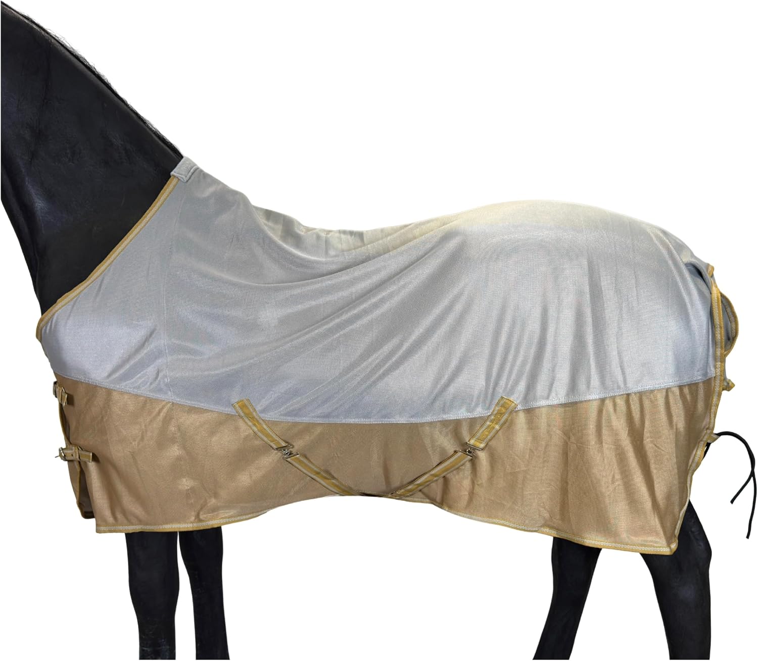 BARN & STABLE Breathable and UV Protective Tear-Resistant Mesh Horse Fly Sheet Comfy Equine Summer Sheet with Removable Web Leg Straps (White - Loose Fit, 78 in) - Image 12