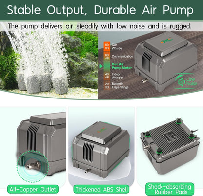 Anti-vibration rubber pads on base of Hygger aquarium pump