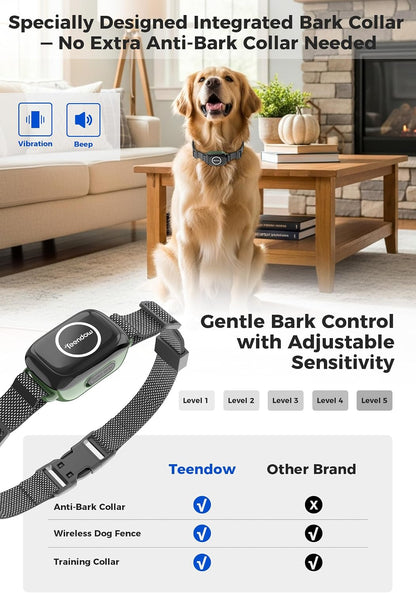 Teendow automatic anti bark control setting menu on handheld remote screen