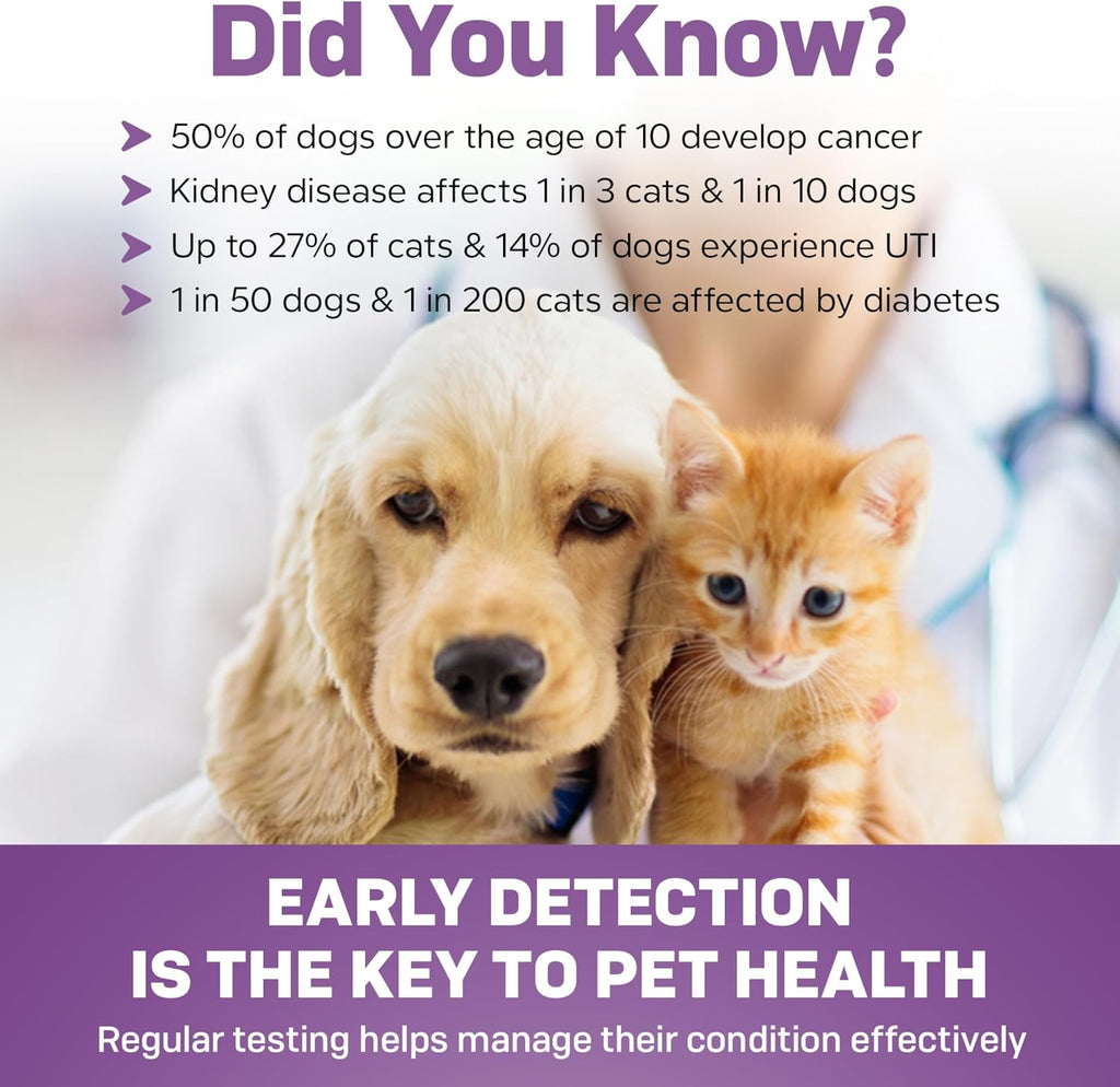 Five count pet urine testing kit for home veterinary health screening.