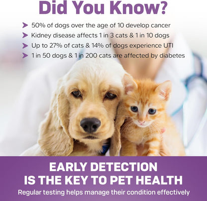 Five count pet urine testing kit for home veterinary health screening.