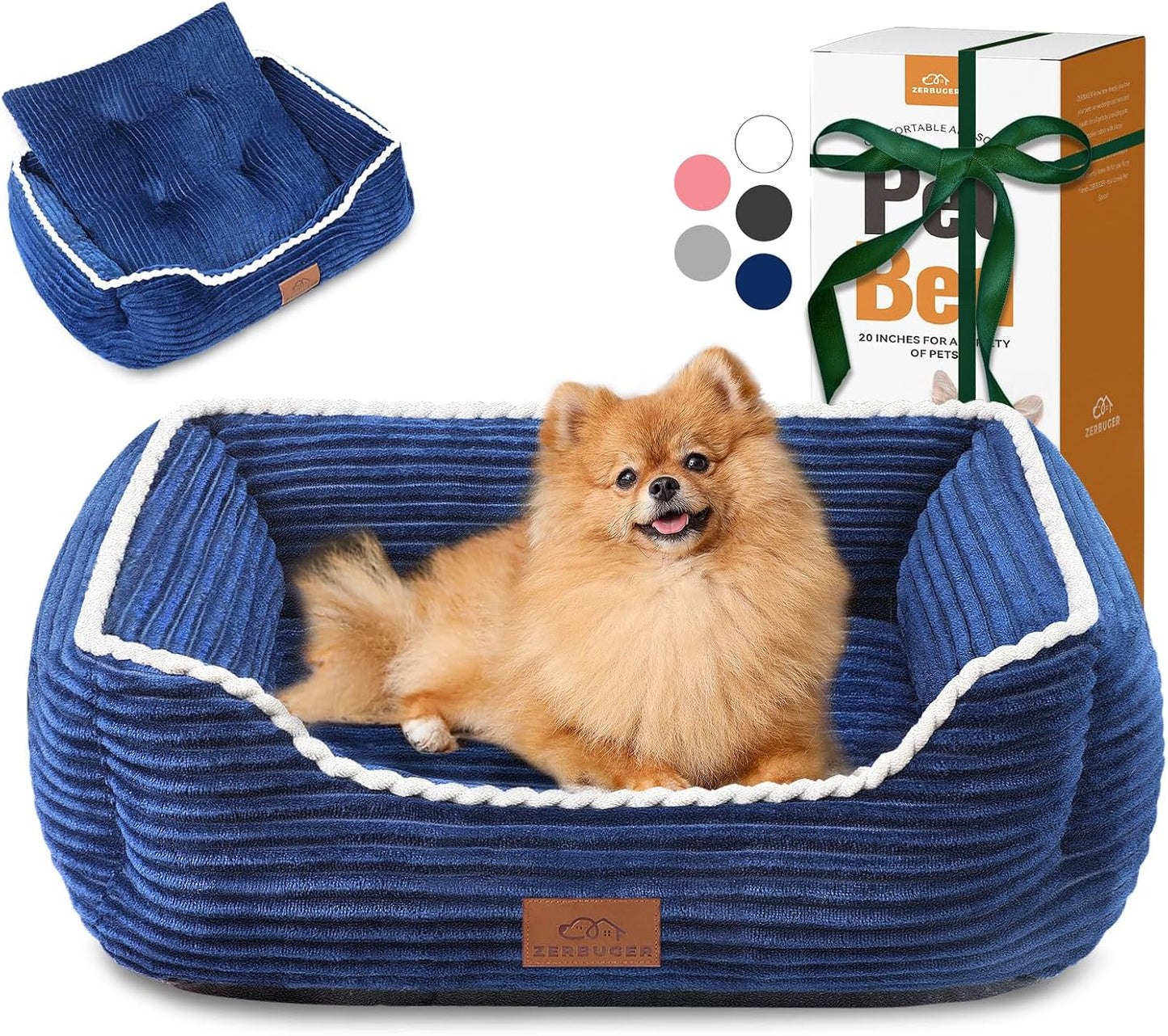 Small dog resting inside pink Zerbuger orthopedic sofa bed