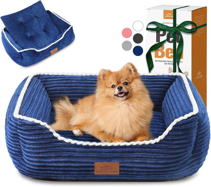 Small dog resting inside pink Zerbuger orthopedic sofa bed