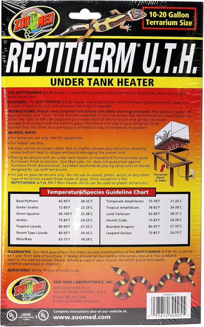 Back view of Zoo Med ReptiTherm heater showing 6x8 size