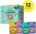 Tiki Cat high protein grain free wet cat food topper pouches laid out flat