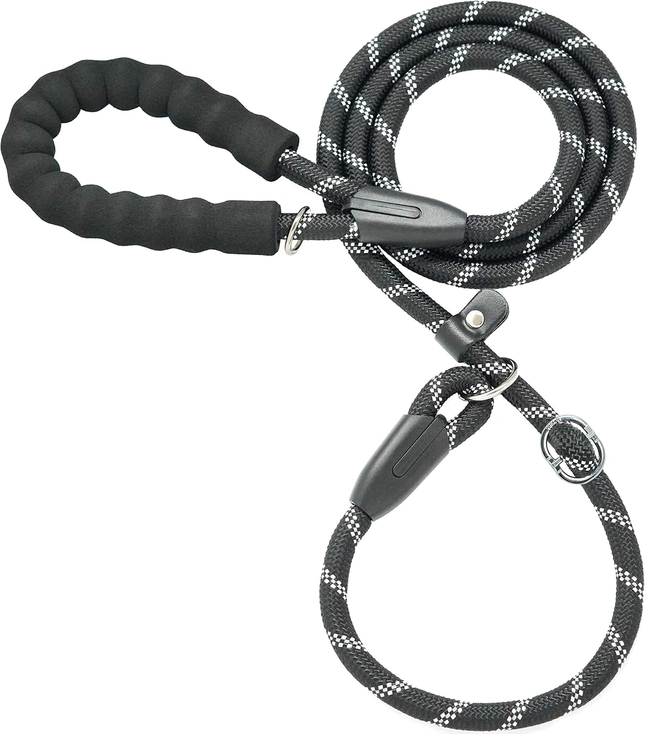 iYoShop durable slip lead dog leash front view showing black heavy-duty rock climbing rope