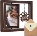 SHOW-YA cat memorial rotating wooden picture frame front view showing the engraved paw print charm