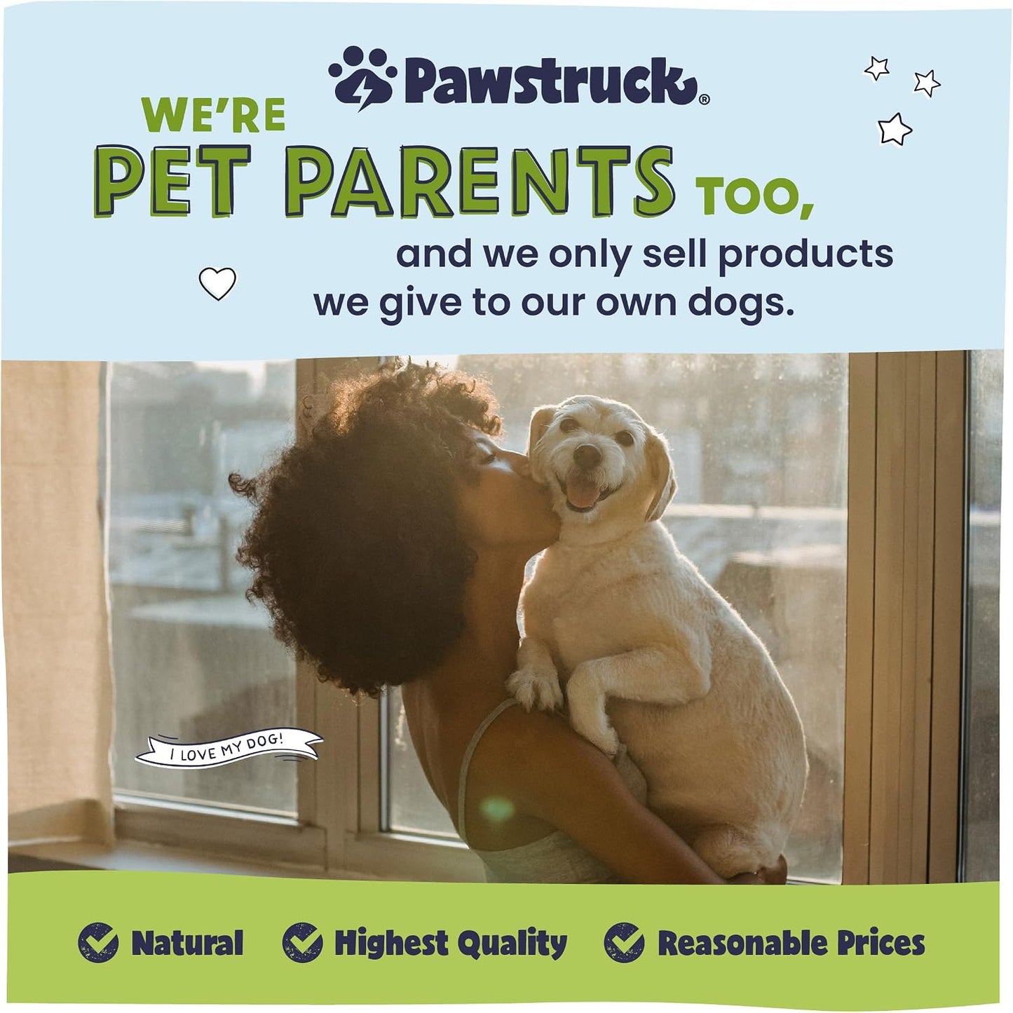 Pawstruck natural premium pet treats package back view with ingredient list details