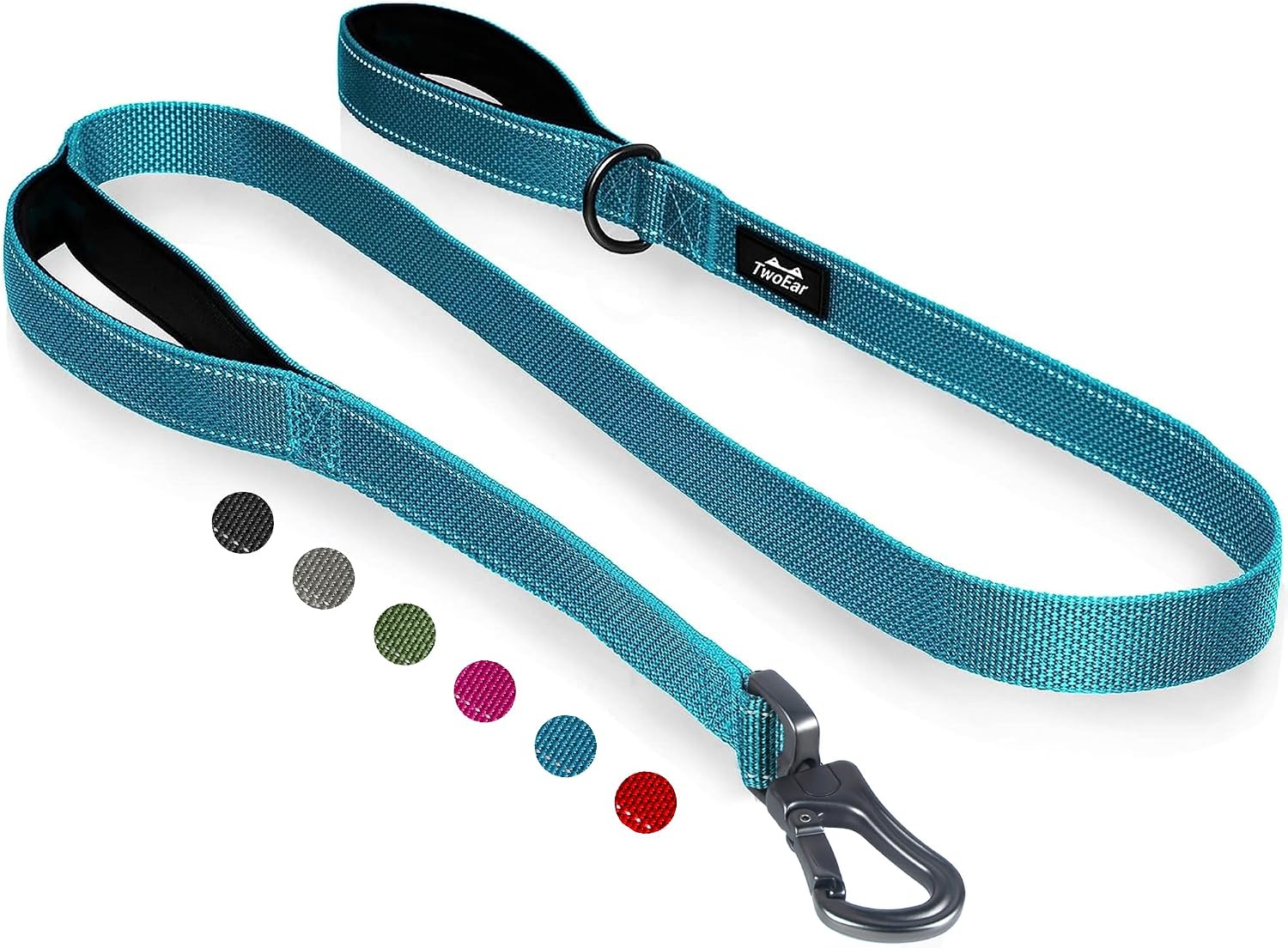 TwoEar 6FT 1IN Strong Black Dog Leash with 2 Padded Handles, Traffic Handle Extra Control, Comfortable Soft Dual Handle, Auto Lock Hook, Reflective Walking Lead for Small Medium and Large Dogs - Image 13