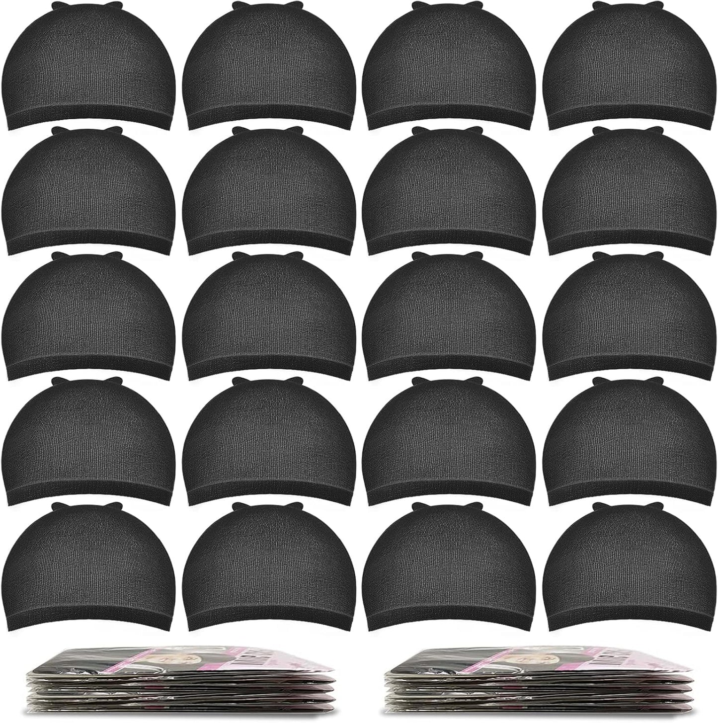 Morgles 20 pieces black stocking wig caps front view