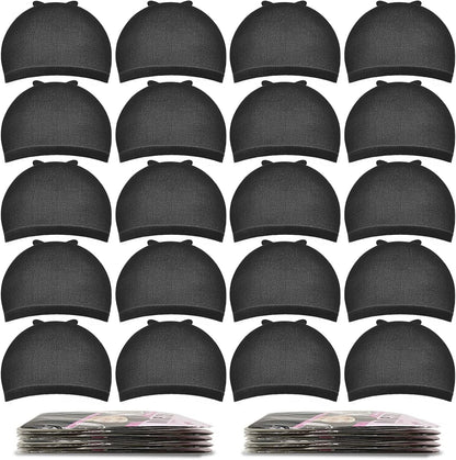 Morgles 20 pieces black stocking wig caps front view