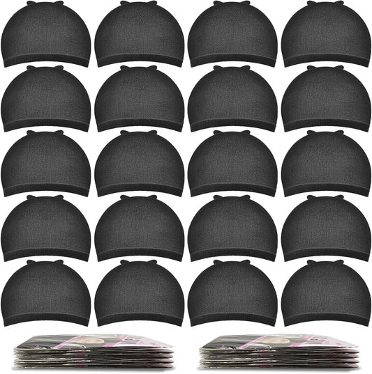 Morgles 20 pieces black stocking wig caps front view