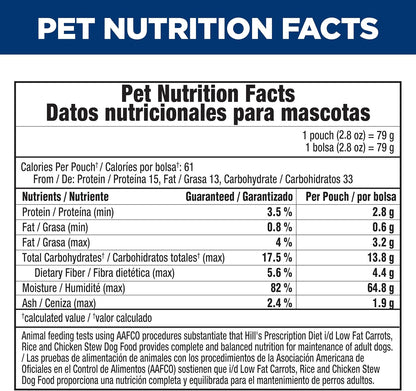 Hill's Prescription Diet i/d Low Fat Wet Dog Food, Chicken, Carrot, & Rice Stew, 2.8 oz. Pouches, 24-Pack - Image 12