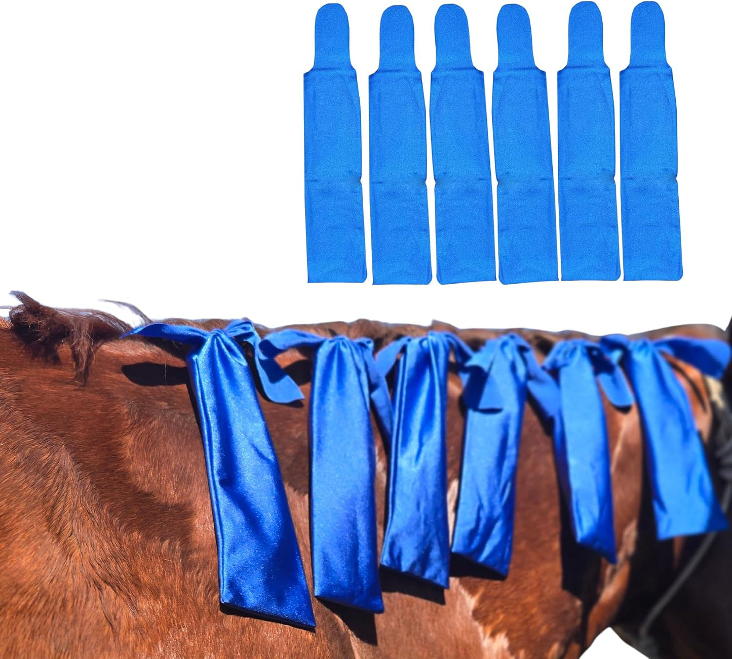 Horse Mane Bags for Horses, Set of 6 Handmade Lycra Mane Bags, Helps Reduce Tangles, Breakage & Rubbing, Washable Braided Mane Covers for Longer, Healthier Manes, Ranch Hand (Dark Blue) - Image 11