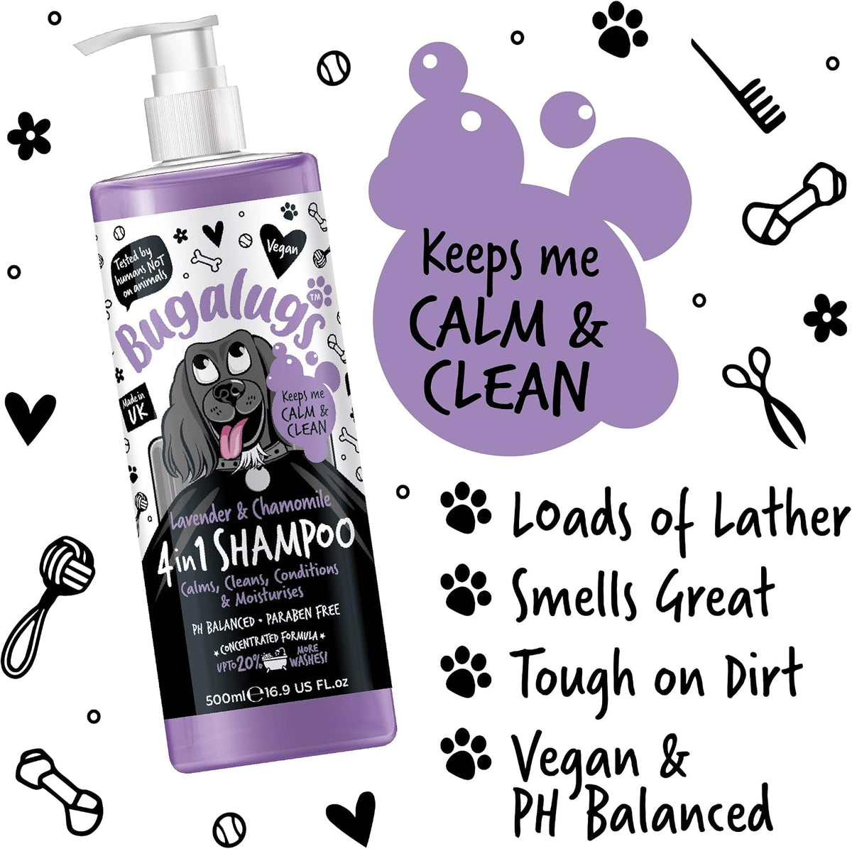 Bugalugs pet care lavender and chamomile dog wash for sensitive skin