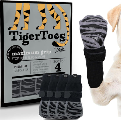DOK TigerToes Premium Non-Slip Dog Socks for Hardwood Floors - Extra-Thick Grip that Works Even When Twisted - Prevents Licking, Slipping, and Great for Dog Paw Protection - Size Large - Image 12