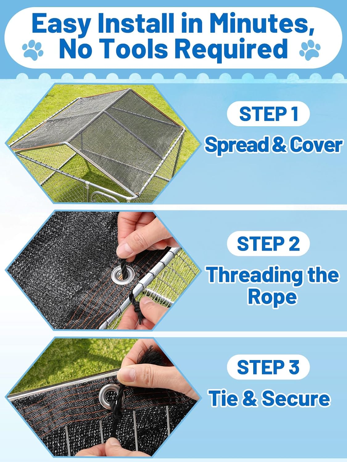 MEWTOGO anti-tear shade cloth used as a garden greenhouse canopy protecting plants from direct sunlight.
