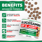 YUMA'S 170 count dog joint pain relief chews nutritional label details.