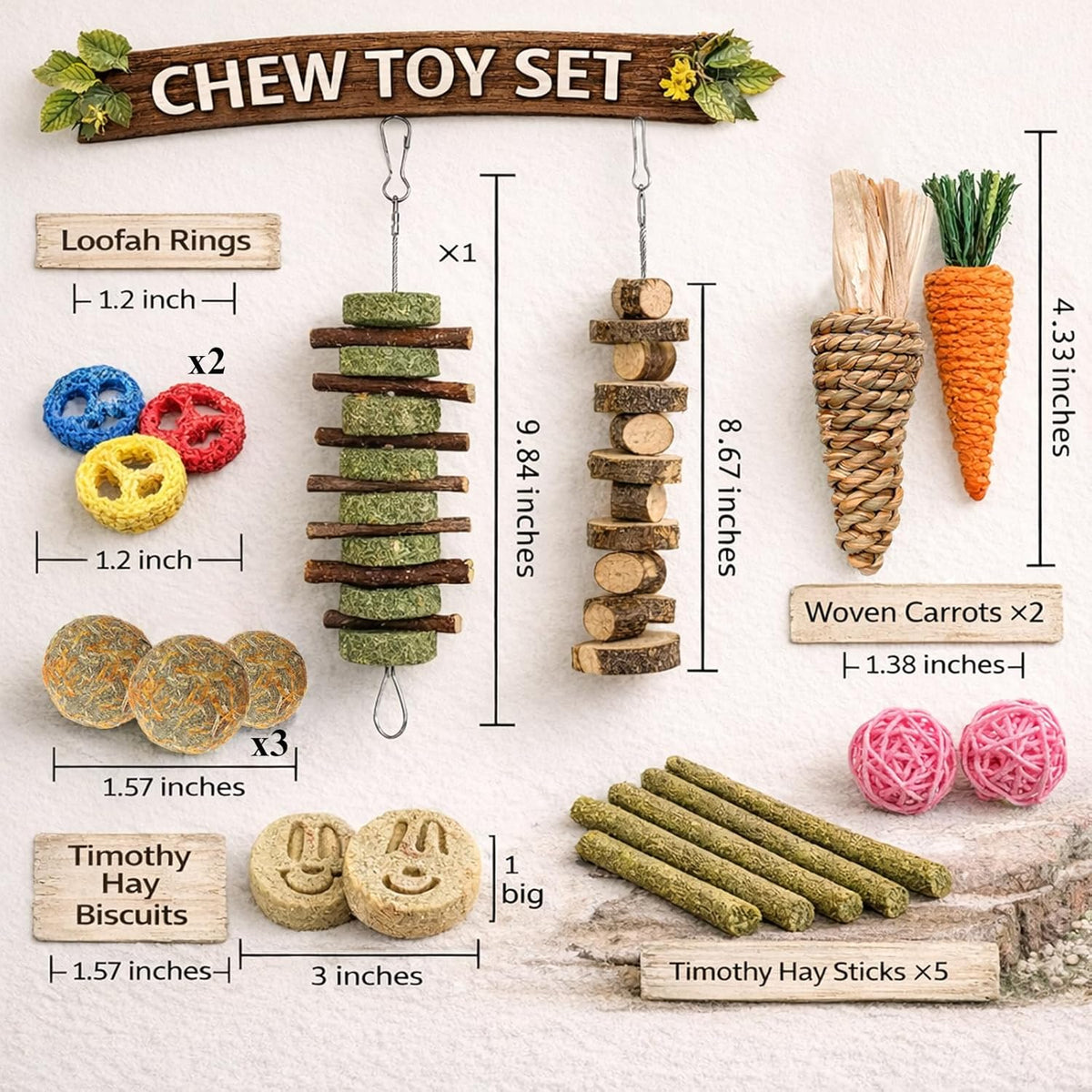 Grddaef small animal enrichment toys hanging molar string